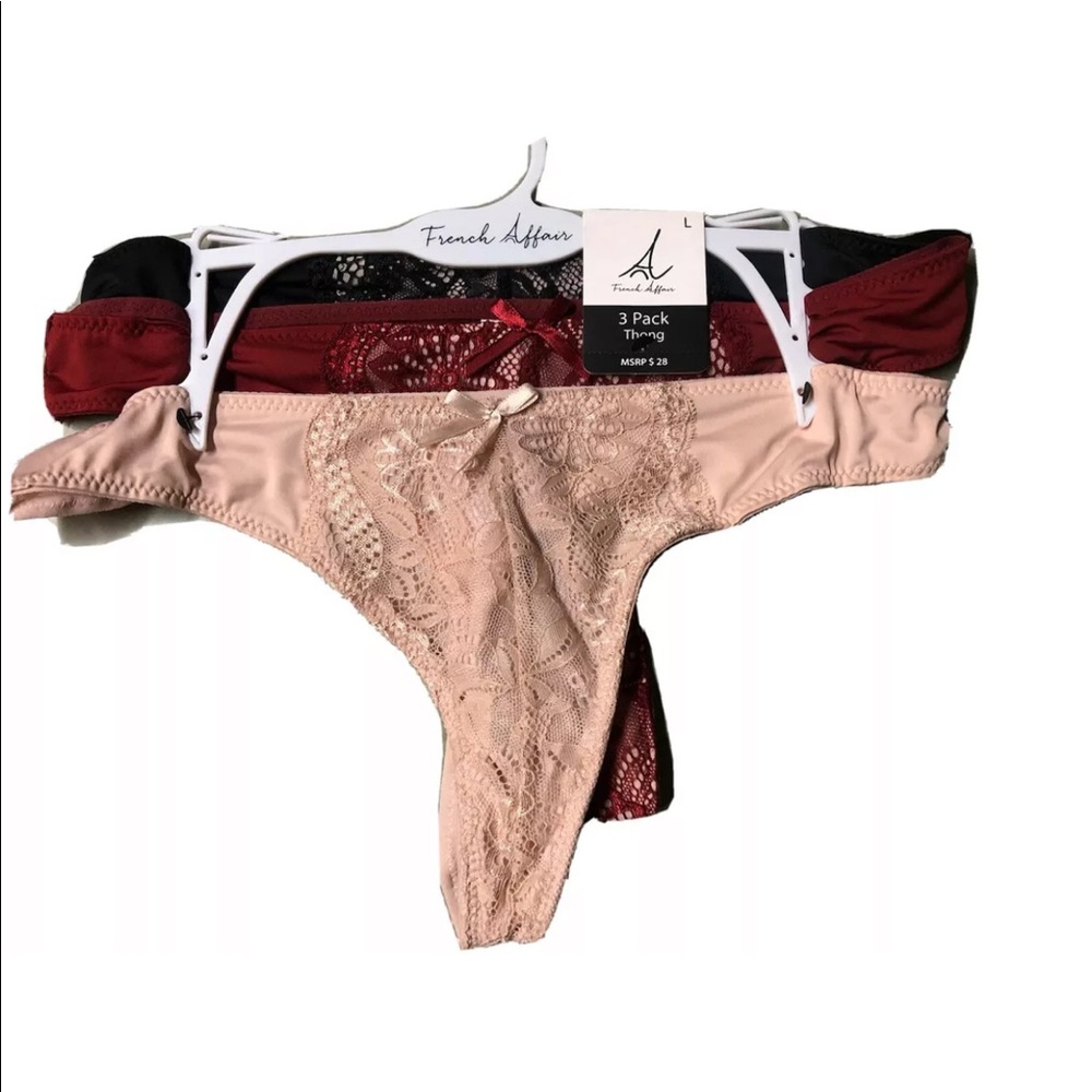 French Affairs Women Sexy Thong G-string 3 Pack Thong Panties Underwear Size XL